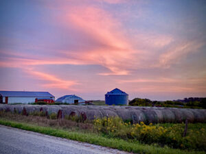 barn and hay bales